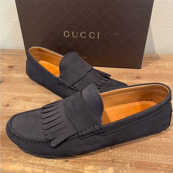 GUCCI Suede Driver Loafer Fringe Moccasin - Size 8.5 - Picture 6 of 7